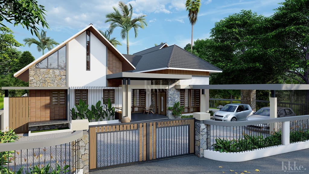 The rendered image exhibiting the modern design elements of residence project by lykke architects.