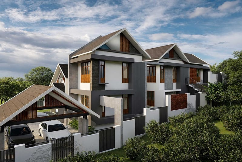 Side profile of modern residence in kattapana , kerala