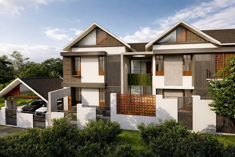 Back view of a luxury residencial project at kattapana by lykke architecture studio